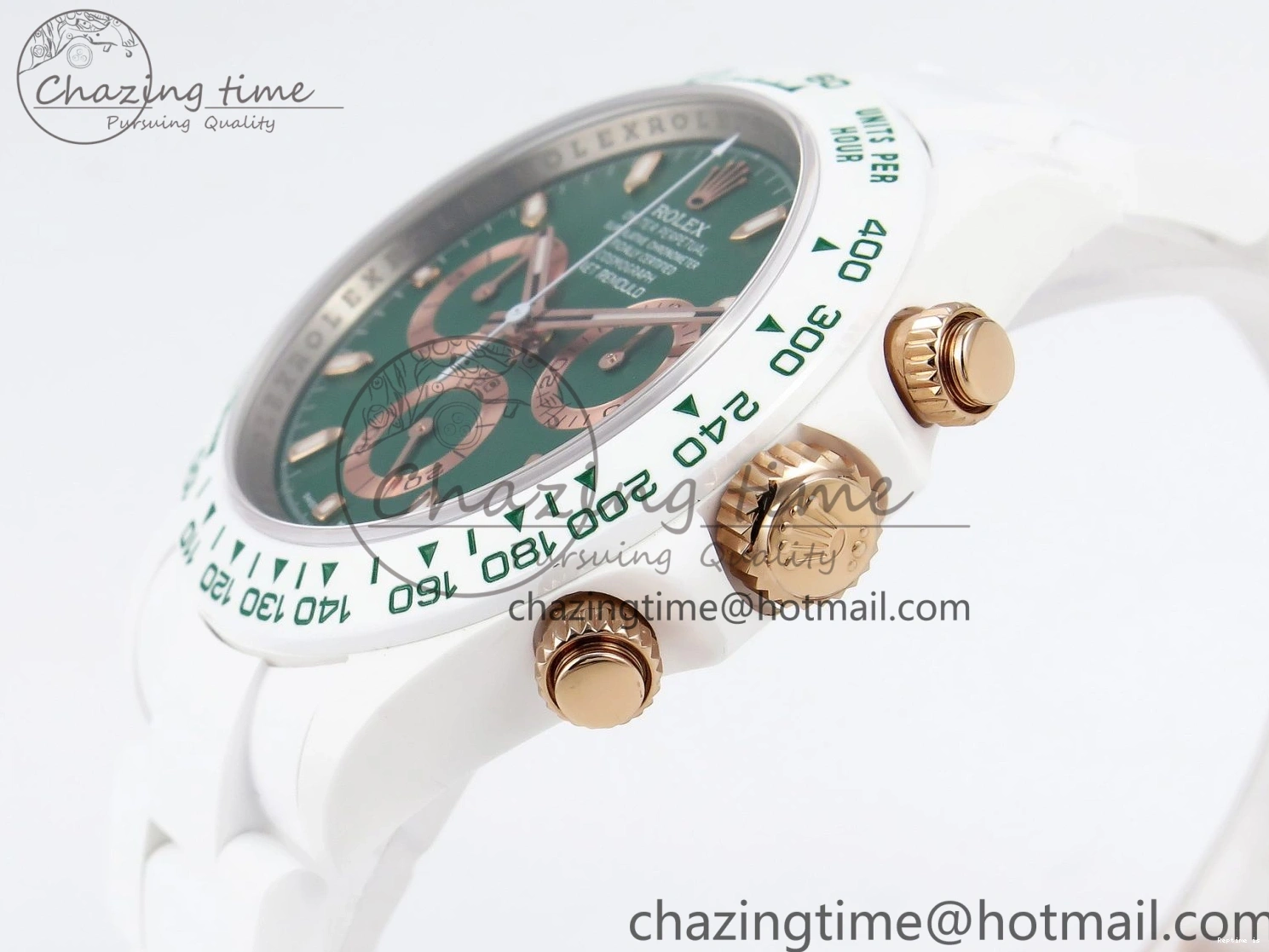 1220 MoistureWicking Daytona AET White Ceramic Case and Bracelet Green Dial SA4130 V 1891